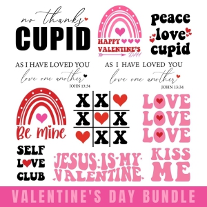Valentine's Day Retro SVG Bundle, Wavy Text Love SVG Bundle Valentine's Day SVG