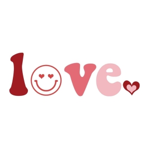 Love with Smiley Face SVG, Valentines Day SVG Cut File Valentine's Day SVG