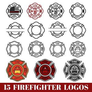 Firefighter Department Logo SVG Bundle, Fireman Logo Bundle SVG Firefighter SVG