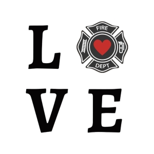 Love with Firefigther Logo SVG Cut File, Fireman Love SVG Firefighter SVG