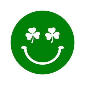 Smiley Face with Shamrocks SVG, Clover Eyes Retro SVG St Patrick's Day SVG