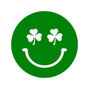 Smiley Face with Shamrocks SVG, Clover Eyes Retro SVG St Patrick's Day SVG