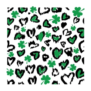 Shamrocks with Brush Hearts SVG Pattern, Clover SVG St Patrick's Day SVG