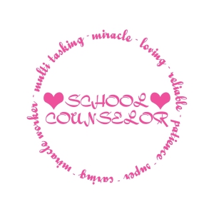 Pink Circle School Counselor SVG, Instant Download School SVG