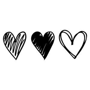 Hand Drawn Doodle Hearts SVG Bundle, Clipart Valentine's Day SVG