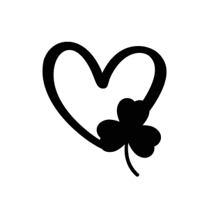 Black Heart with Shamrock SVG, Shamrock Love SVG St Patrick's Day SVG