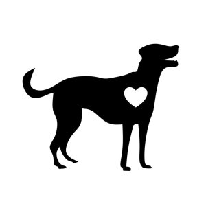 Dog Silhouette with Heart SVG Cut File Pets SVG