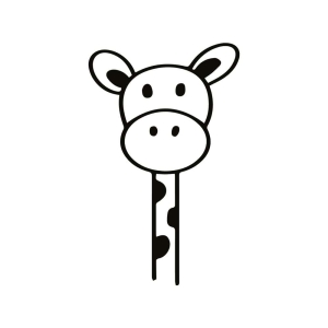 Black and White Giraffe Face SVG Cut & Clipart File Wild & Jungle Animals SVG