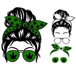 Weed Messy Bun SVG File, Marijuana SVG Messy Bun SVG