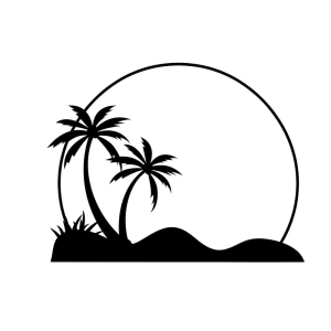 Beach Palm Tree SVG Cut File, Tropical Sunset SVG Summer SVG
