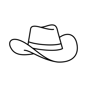 Cowboy Hat Outline SVG Cut File, Instant Download Vector Objects