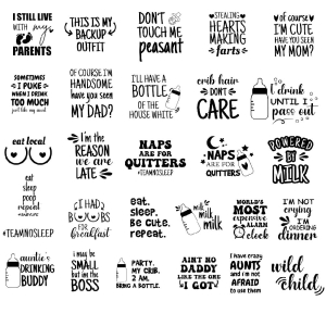 Baby Onesie Quotes Bundle SVG, Funny Baby Quotes SVG Bundle Baby SVG