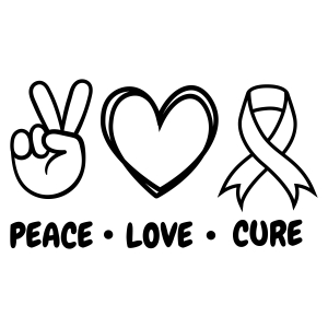 Peace Love Cure SVG, Awareness Ribbon SVG Clipart Files Cancer Day