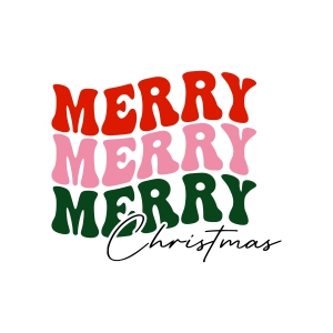 Merry Christmas Retro SVG, Wavy Retro Christmas SVG Vector File Christmas SVG
