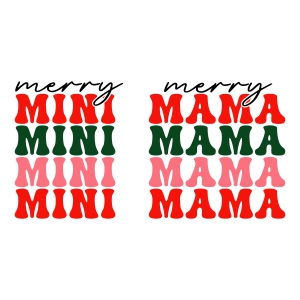 Stacked Merry Mama, Merry Mini SVG for Christmas Christmas SVG