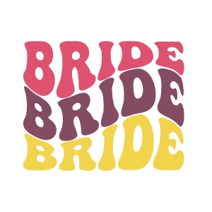 Bride Retro SVG, Wavy Text Bride SVG Instant Download Wedding SVG