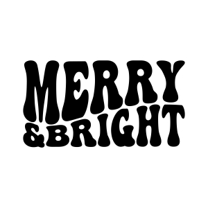 Retro Merry and Bright SVG, Wavy Text Christmas SVG Clipart Christmas SVG