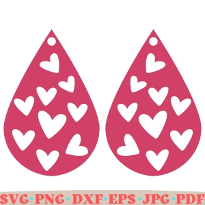 Teardrop Heart Earring SVG Cut File, Valentine's Day Heart SVG Valentine's Day SVG
