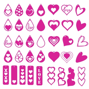 Heart Earring SVG Bundle, Valentine's Day Earrings Bundle Instant Download Valentine's Day SVG