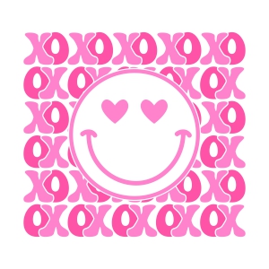 XOXO with Smiley Face SVG, Valentine's Day SVG Vector Valentine's Day SVG