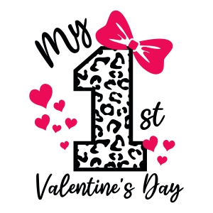 My 1st Valentine's Day Leopard SVG Cut File, Instant Download Valentine's Day SVG