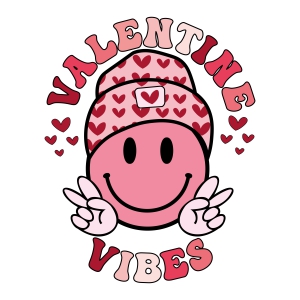 Valentine Vibes SVG, Smiley Face SVG Sublimation Sublimation Designs
