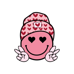 Valentine's Day Smiley Face with Hat SVG and Sublimation Design Sublimation Designs