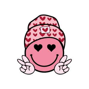 Valentine's Day Smiley Face with Hat SVG and Sublimation Design Sublimation Designs