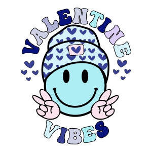 Valentine Vibes with Smiley Face SVG Design, Valentine's Day Sublimation Sublimation Designs
