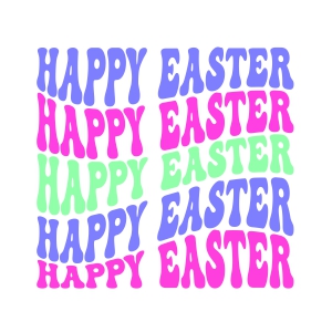 Retro Happy Easter SVG, Wavy Text SVG Digital Design Easter Day SVG
