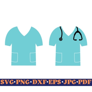 Nurse Scrubs SVG Cut Files, Vector Instant Dowload Nurse SVG