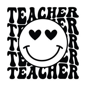 Retro Wavy Teacher Smiley Face SVG Teacher SVG