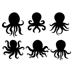 Octopus SVG Silhouette, Cut and Clipart Files Sea Life and Creatures SVG