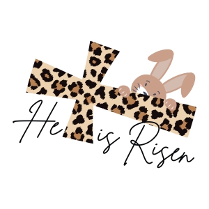 He Is Risen PNG, Leopard Cross Easter Day SVG