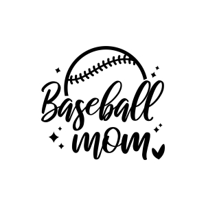Baseball Mom Text with Half Baseball SVG Baseball SVG