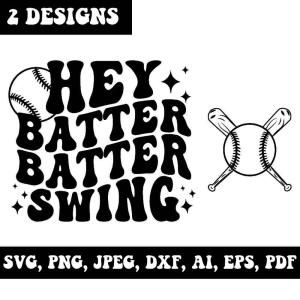 Hey Batter Batter SVG Cut File, Crossed Bat Baseball SVG