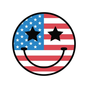 American Flag Smiley Face PNG, SVG Design 4th Of July SVG