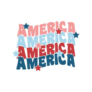Retro Wavy America Text SVG 4th Of July SVG