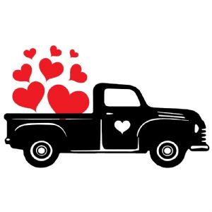 Valentine Truck with Heart SVG, Instant Download Valentine's Day SVG