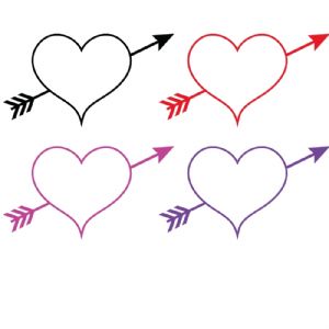 4 Heart With Arrow SVG, Hearts Clipart SVG Vector Files Valentine's Day SVG