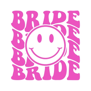 Retro Bride SVG with Smiley Face, Wavy Text Bride SVG Wedding SVG