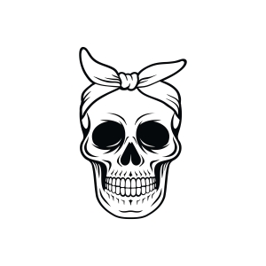 Skull with Bow SVG, Skull Bandana SVG Drawings