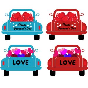 Valentine Heart Trucks SVG, Valentine's Truck Bundle Valentine's Day SVG