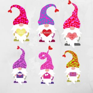 6 Valentine Gnomes SVG Bundle, Valentine's Day Bundle Valentine's Day SVG