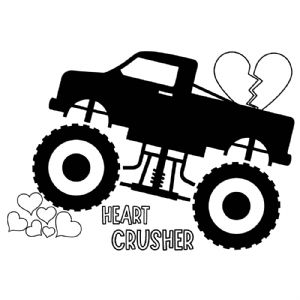 Heart Crusher Monster Truck SVG, Instant Download Valentine's Day SVG
