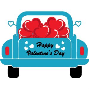Blue Happy Valentines Day Truck SVG, Heart Truck SVG Valentine's Day SVG