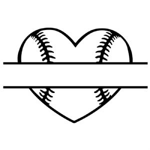 Baseball Heart Monogram SVG, Monogram Instant Download Baseball SVG