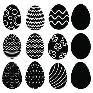 Black and White Easter Eggs SVG Bundle Easter Day SVG