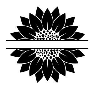 Black Sunflower Monogram SVG, Instant Download Sunflower SVG