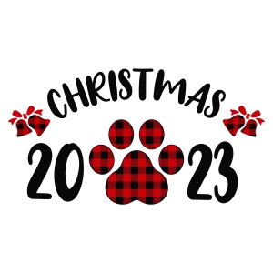 Dog Christmas SVG, Buffalo Plaid Paw SVG Christmas SVG